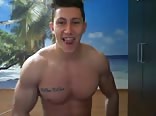 Muscular stud teasing on cam