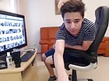 Nice teen guy with a flashlight
