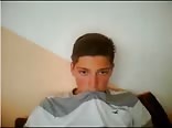 young cute and shy boy masturbates with 2 hands