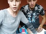 Blowing his horny buddy on cam