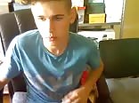 young and smooth blond masturbating in front of his PC