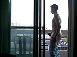 Jerking on balcony while my parents are at pool