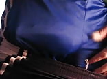 Rubbing cock in silky trackies and shorts