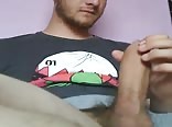 Shy romanian guy masturbating on cam