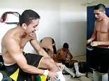 Inside the dressing room of a soccer team