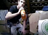 Boy Piss in Bottle almost Caught 