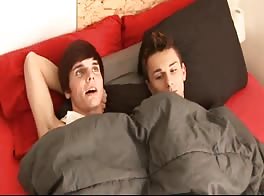 Horny boys an a red bed 1201