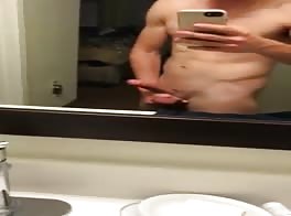 College boy Jacob shoots a huge load