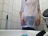 Soccer clothes shower wank-Hot!