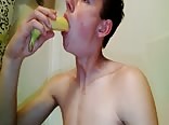 Twink uses banana on himself