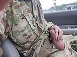 Army Guy Wanks In Car
