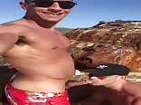 Hot beach blowjob