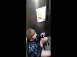 Spying on teen wanking in public toilet 