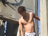 Sexy Highschool jock wanking outdoors