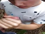 Gay Teen Porn blowing friend outdoors