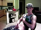 Jerking his cock in his apartment