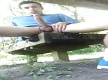 Teen Boys Porn Jerks Off in the Park - cum shots