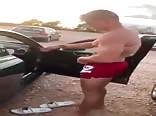 Naked Amateur gay tube - changing beside his car