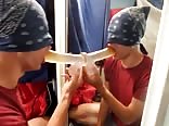 Twink porn sucks dildo practice mirror