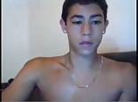 Latino boy porn with big curved dick pumps out a load 