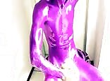 Purple Uncut Guy Strokes and Cums Boys Porn