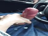 Teen Gay Tube Jerks Off Sloppy Load in the Car!