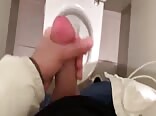 POV of twink porn making pit stop at airport bathroom