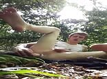 Twink Porn Using Dildo Outside