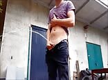 Young lad takes a piss outside gay porn