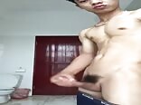 Asian twink porn shoots nice load of cock juice