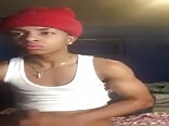 Young light skin black boy jerks his big dick and cums