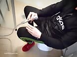 Gay Porn Wet Adidas in the toilet & cumshot on trackies