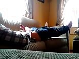 Come home from school and head straight to the sofa to jerk