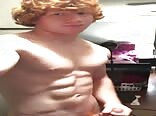 Muscled ginger twink flexes and jerks off on cam boys porn