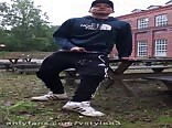 Public Jerk Off and Cum on Adidas Trackies Boys Porn