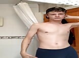 Skinny twink porn strips down and has intense cum shot 