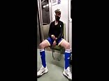 Horny shameless boys porn soccer twink jerks off in the subway