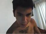 Cute Latino twink porn beats off online for his fans 