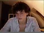 Cute curly haired twink porn wanks and cums