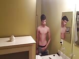 Good-looking boys porn wanker in bathroom and bedroom