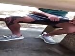 Wank and Cum Under the Table Outdoors Boys Porn