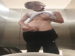 18 year old boys porn dani jerks off in bathroom stall