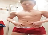 Fit smooth lad strips and showers boys porn