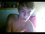 Blond boy shows and plays ass