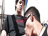 Handsome Guy and Man Suck Each Other's Dick Outdoors