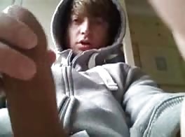 hoody twink jerk off and cum