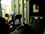 Hostel jerk off in front of an asian guy